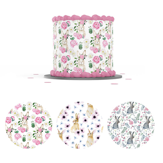 Add these gorgeous Spring Floral and Easter Bunny patterns to any Easter desserts and cakes.