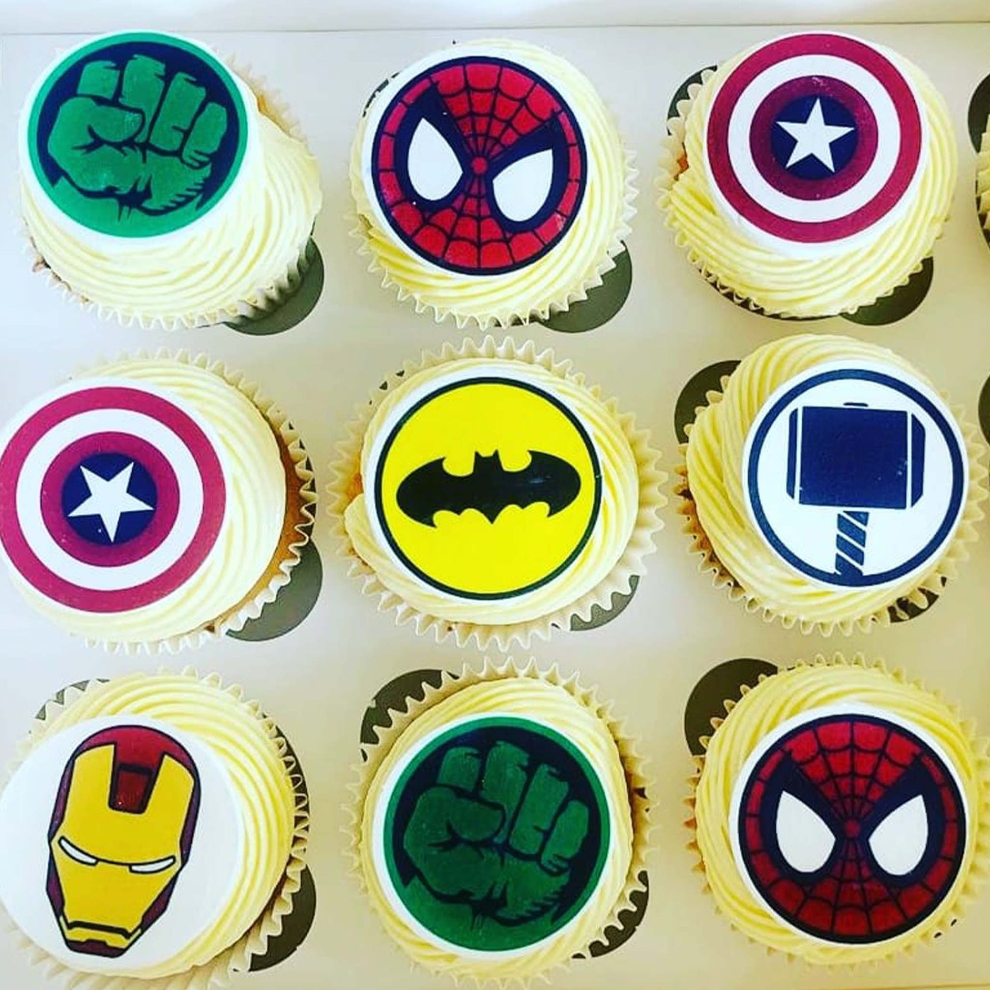 Superheroes – 5cm (2 inch) Cupcake Icing Sheet – 15 Toppers Per Sheet Edible Cake Topper, Edible Cake Image, ,printsoncakes