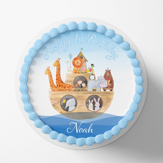 Add this cute Noah's Ark with these cute animals edible icing print on cakes, cupcakes or any sweet treats. Perfect for a birthday, Baby Shower or a special occasion.