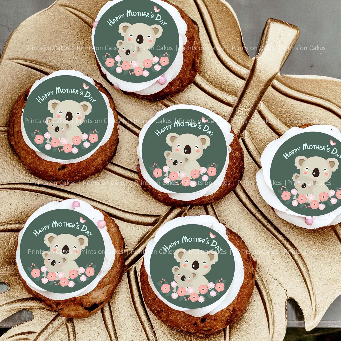 Mother's Day - Koala - 5cm (2 inch) Cupcake Icing Sheet – 15 Toppers Per Sheet Edible Cake Topper, Edible Cake Image, ,printsoncakes