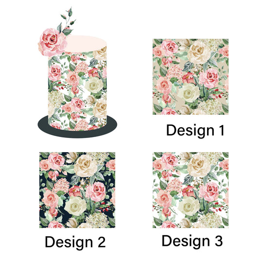 Roses & Hydrangea - Icing Cake Wrap Edible Cake Topper, Edible Cake Image, ,printsoncakes