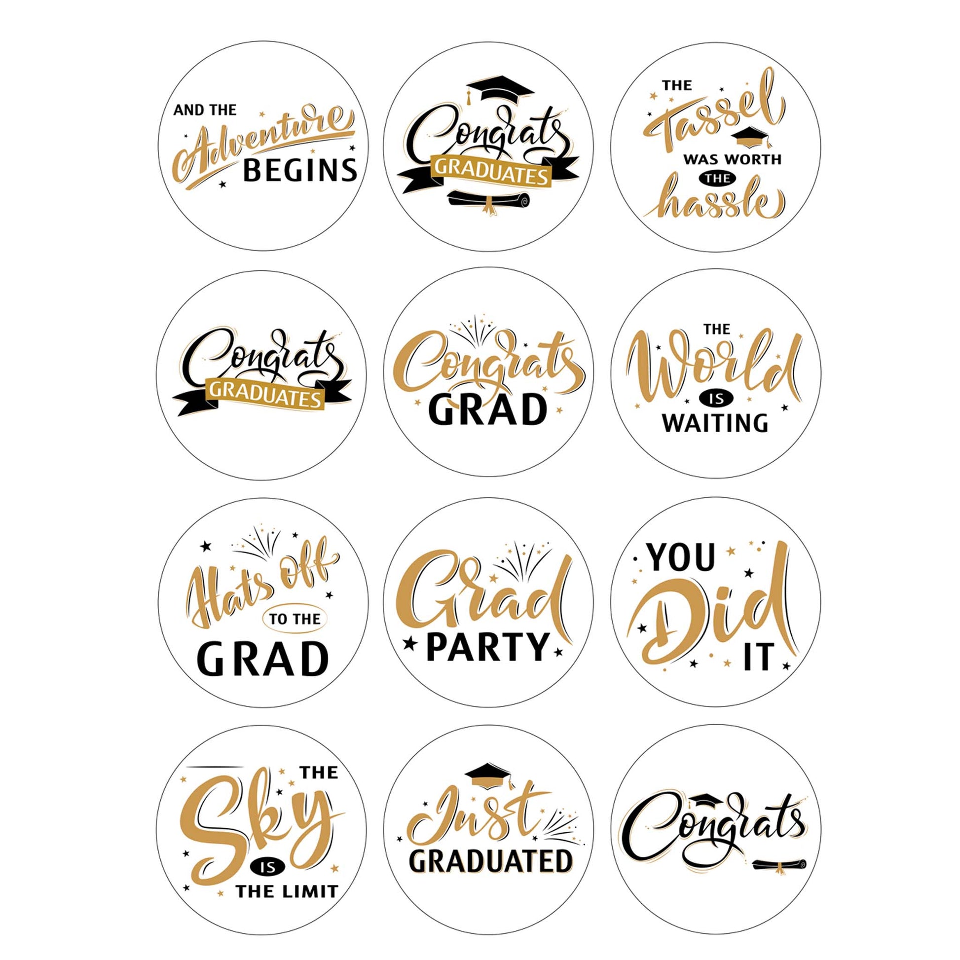 Decorate your cakes, cupcakes or cookies to celebrate the many accomplishments of the graduate with these eye-catching edible icing prints.  Each sheet comes with a mix of 12 different designs.   Perfect for Cupcakes, Cookies, Cakes and doughnuts. 