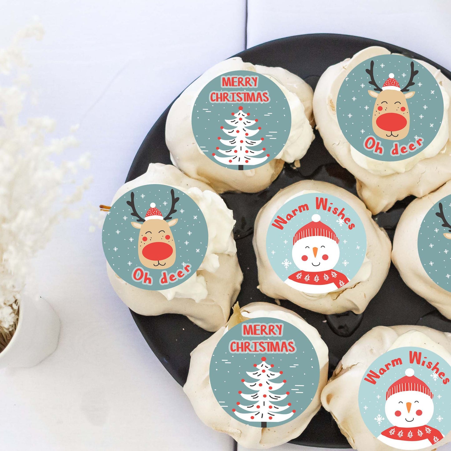 Warm Wishes – 5cm (2 inch) Cupcake Icing Sheet – 15 Toppers Per Sheet Edible Cake Topper, Edible Cake Image, ,printsoncakes